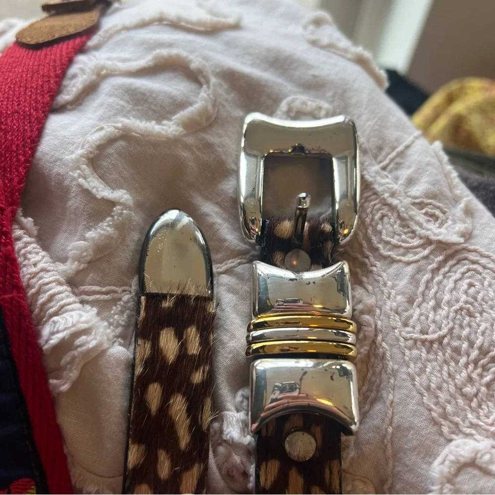 Vintage 90s B.B. Simon Deer Animal Print Fur Belt Womens S/M